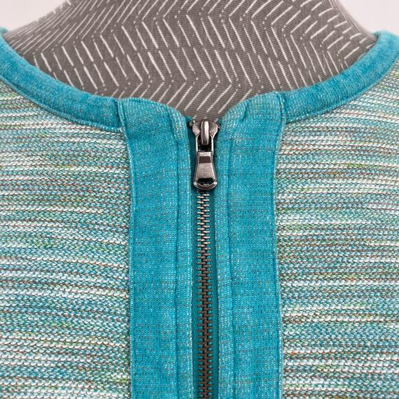 Coldwater Creek Bright Blue Aqua Multi Space Dye Zip Cardigan Sweater Jacket M - Picture 7 of 14